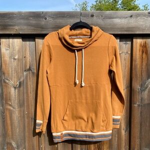 AMPERSAND AVE | 95% Cotton Cowl Neck Pullover Sweater with Stripes Size Small